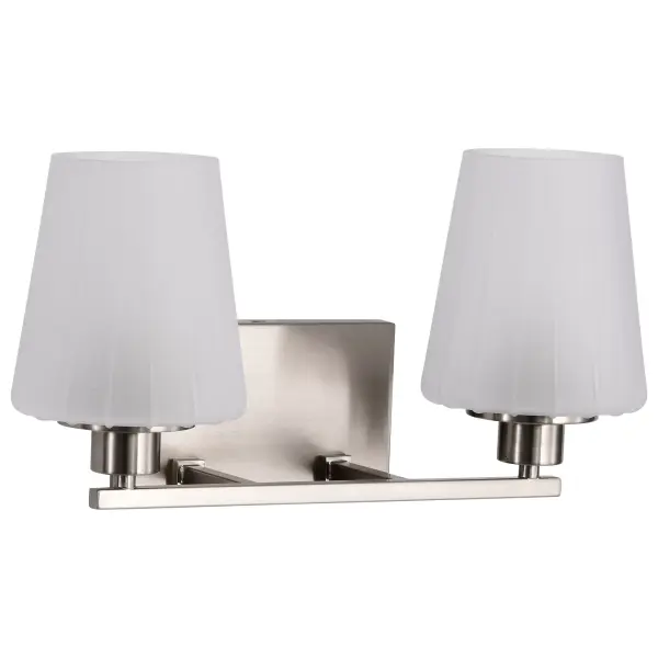 Lune 2-Light Vanity in Brushed Nickel with Etched White Glass - Image 5