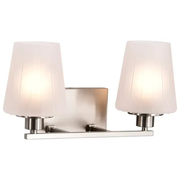 Lune 2-Light Vanity in Brushed Nickel with Etched White Glass - Image 6