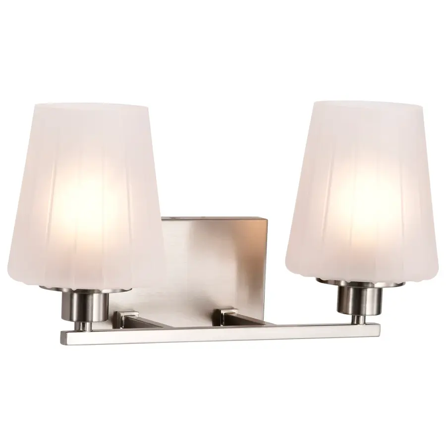 Lune 2-Light Vanity in Brushed Nickel with Etched White Glass - Image 6