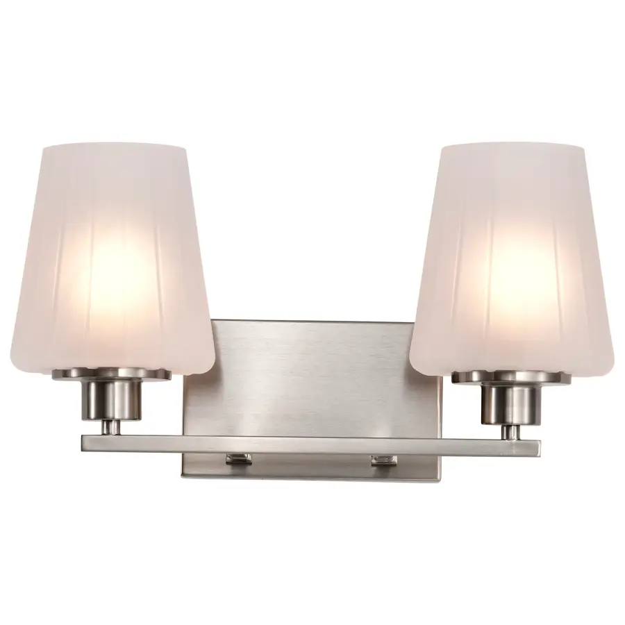 Lune 2-Light Vanity in Brushed Nickel with Etched White Glass - Image 8