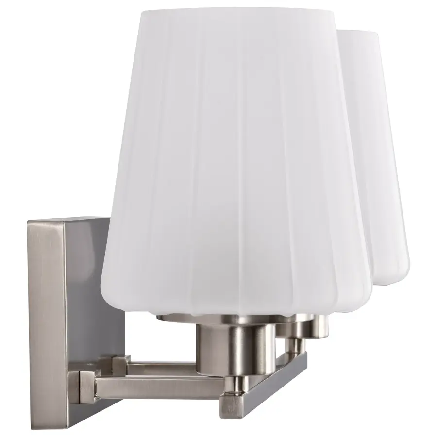 Lune 2-Light Vanity in Brushed Nickel with Etched White Glass - Image 9