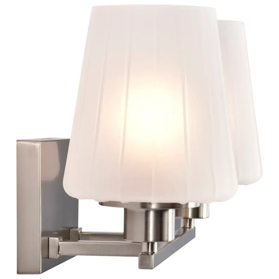 Lune 2-Light Vanity in Brushed Nickel with Etched White Glass - Image 10