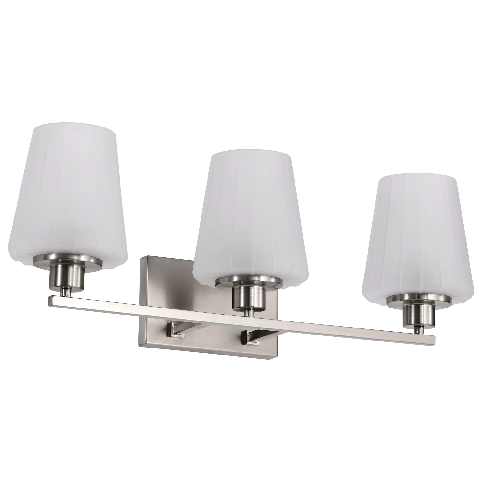 Lune 3-Light Vanity in Brushed Nickel with Etched White Glass