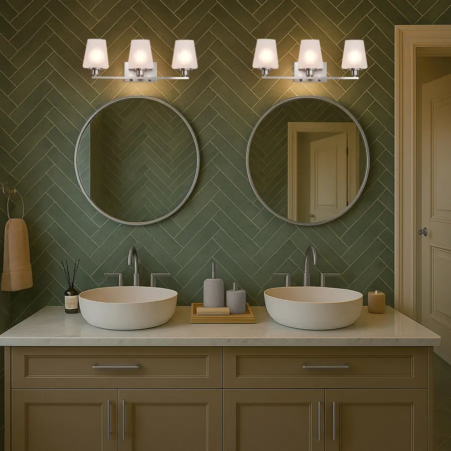 Lune 3-Light Vanity in Brushed Nickel with Etched White Glass - Image 18
