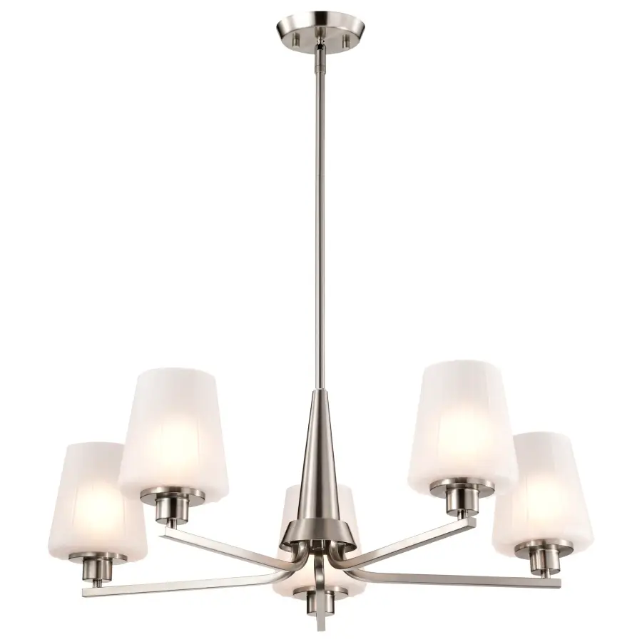 Lune 5-Light Chandelier in Brushed Nickel with Etched White Glass - Image 2