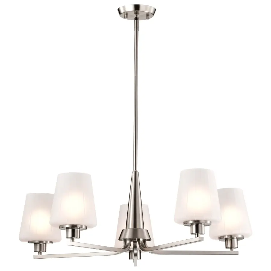 Lune 5-Light Chandelier in Brushed Nickel with Etched White Glass - Image 4