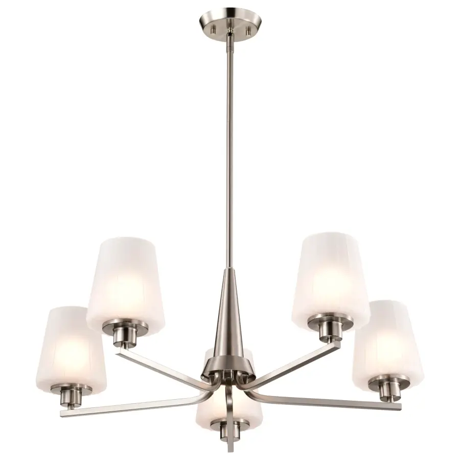 Lune 5-Light Chandelier in Brushed Nickel with Etched White Glass - Image 6