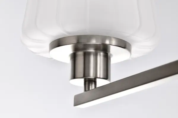 Lune 5-Light Chandelier in Brushed Nickel with Etched White Glass - Image 7