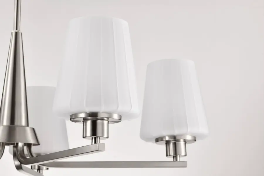 Lune 5-Light Chandelier in Brushed Nickel with Etched White Glass - Image 8