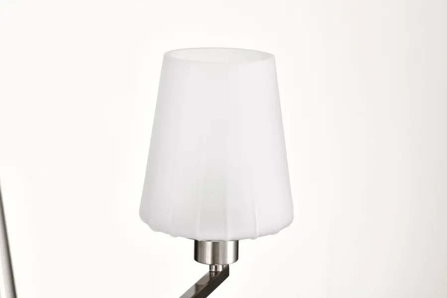 Lune 6-Light Chandelier in Brushed Nickel with Etched White Glass - Image 12