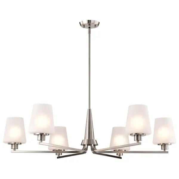 Lune 6-Light Chandelier in Brushed Nickel with Etched White Glass - Image 4