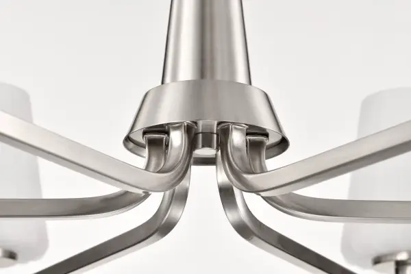 Lune 6-Light Chandelier in Brushed Nickel with Etched White Glass - Image 8