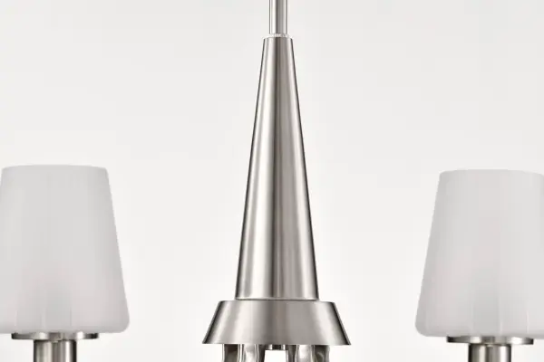 Lune 6-Light Chandelier in Brushed Nickel with Etched White Glass - Image 9