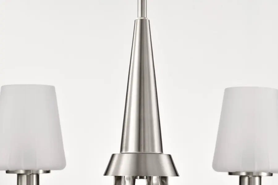 Lune 6-Light Chandelier in Brushed Nickel with Etched White Glass - Image 9