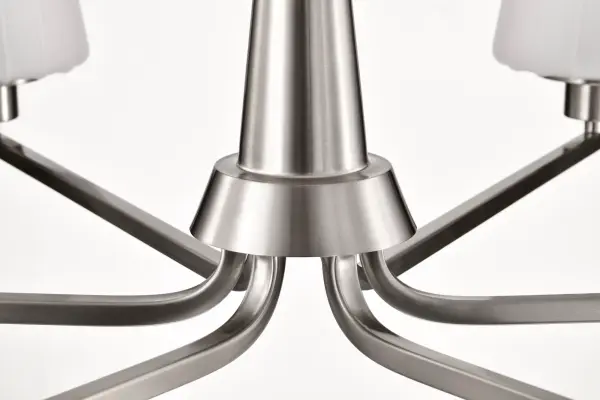 Lune 6-Light Chandelier in Brushed Nickel with Etched White Glass - Image 10