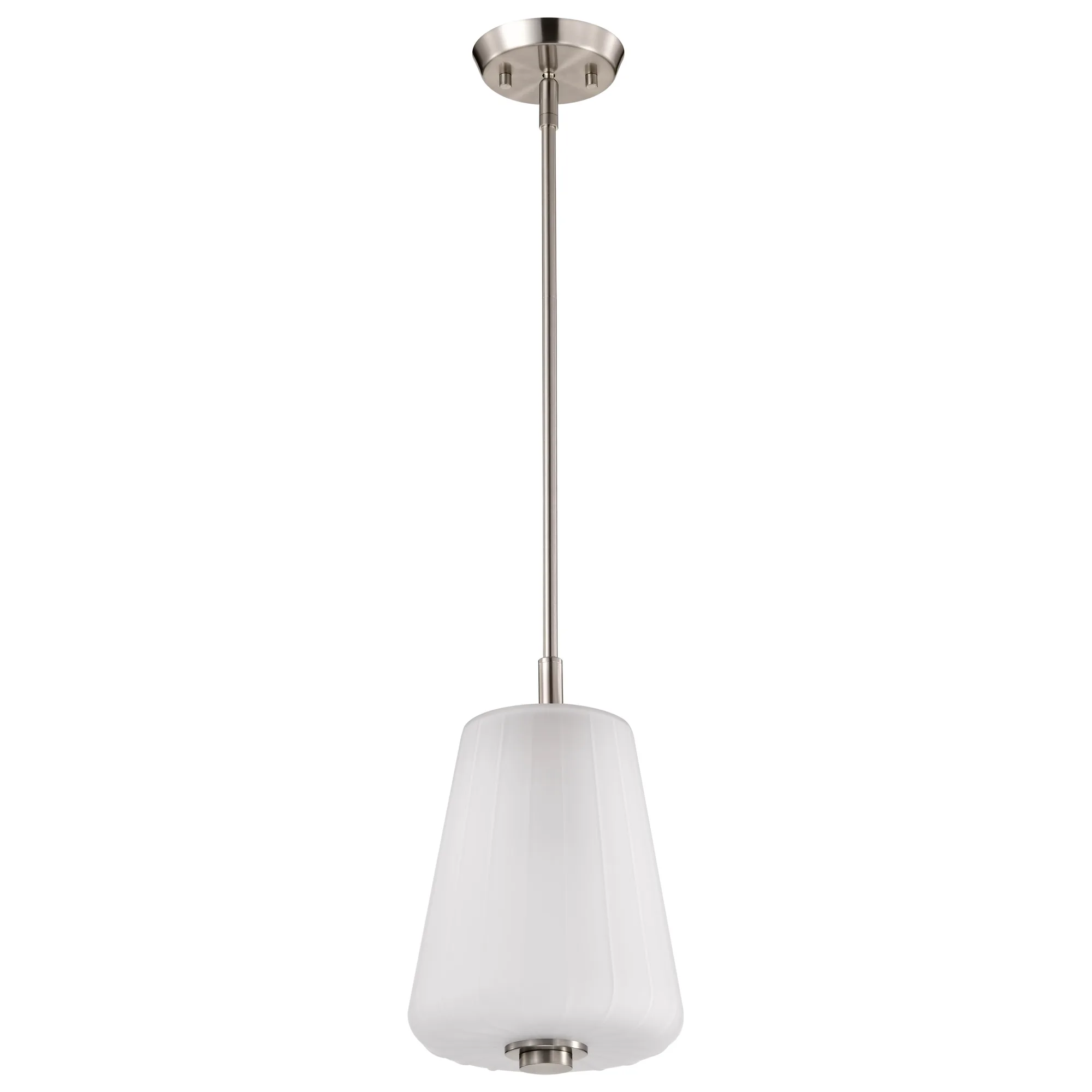Lune Mini Pendant - Brushed Nickel with Etched White Glass