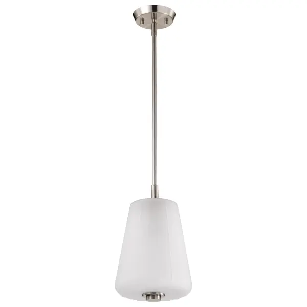 The Lune Mini Pendant beautifully bridges retro charm and modern sophistication with its graceful scalloped etched glass and brushed nickel finish. Perfect for adding character to kitchens, bathrooms, or hallways.