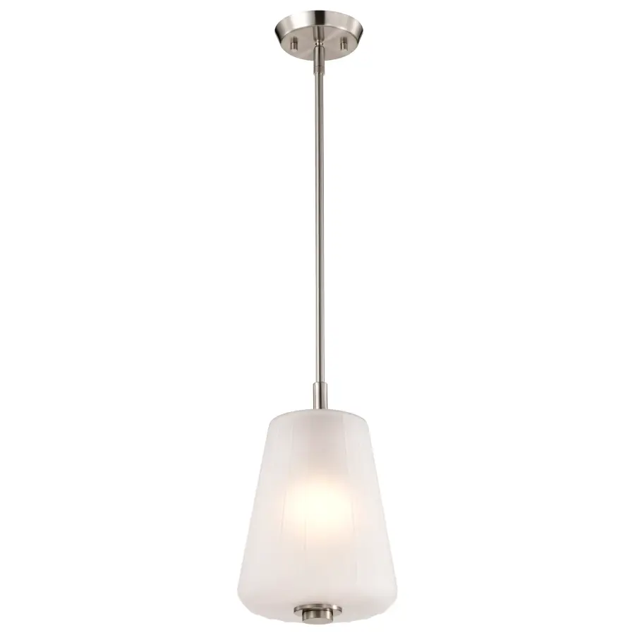 Lune Mini Pendant - Brushed Nickel with Etched White Glass - Image 2