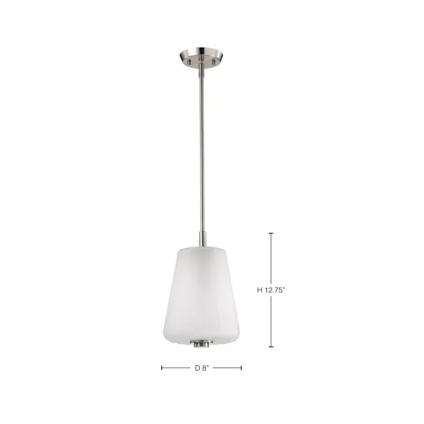 Lune Mini Pendant - Brushed Nickel with Etched White Glass - Image 13
