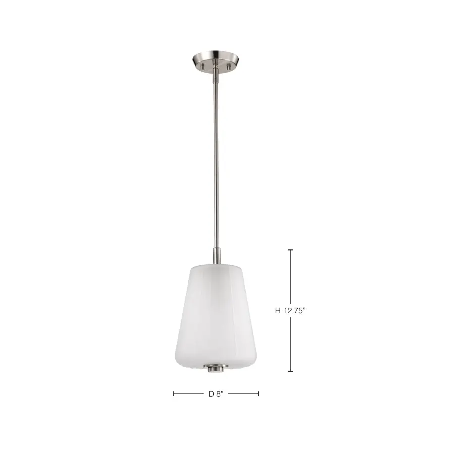 Lune Mini Pendant - Brushed Nickel with Etched White Glass - Image 13