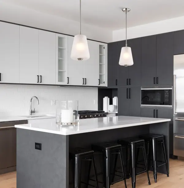 Lune Mini Pendant - Brushed Nickel with Etched White Glass - Image 14