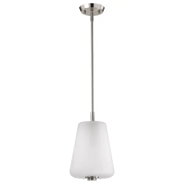 Lune Mini Pendant - Brushed Nickel with Etched White Glass - Image 3