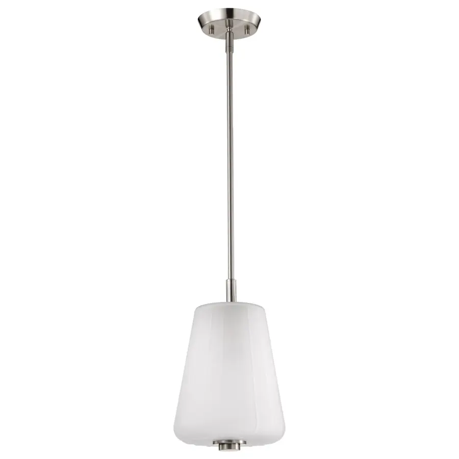 Lune Mini Pendant - Brushed Nickel with Etched White Glass - Image 3