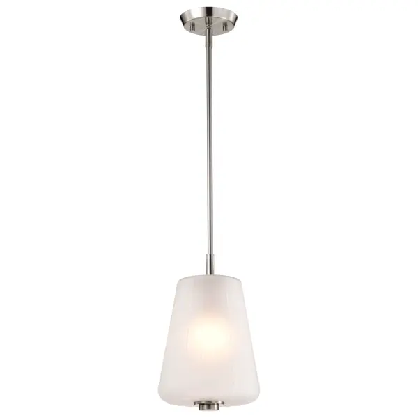 Lune Mini Pendant - Brushed Nickel with Etched White Glass - Image 4