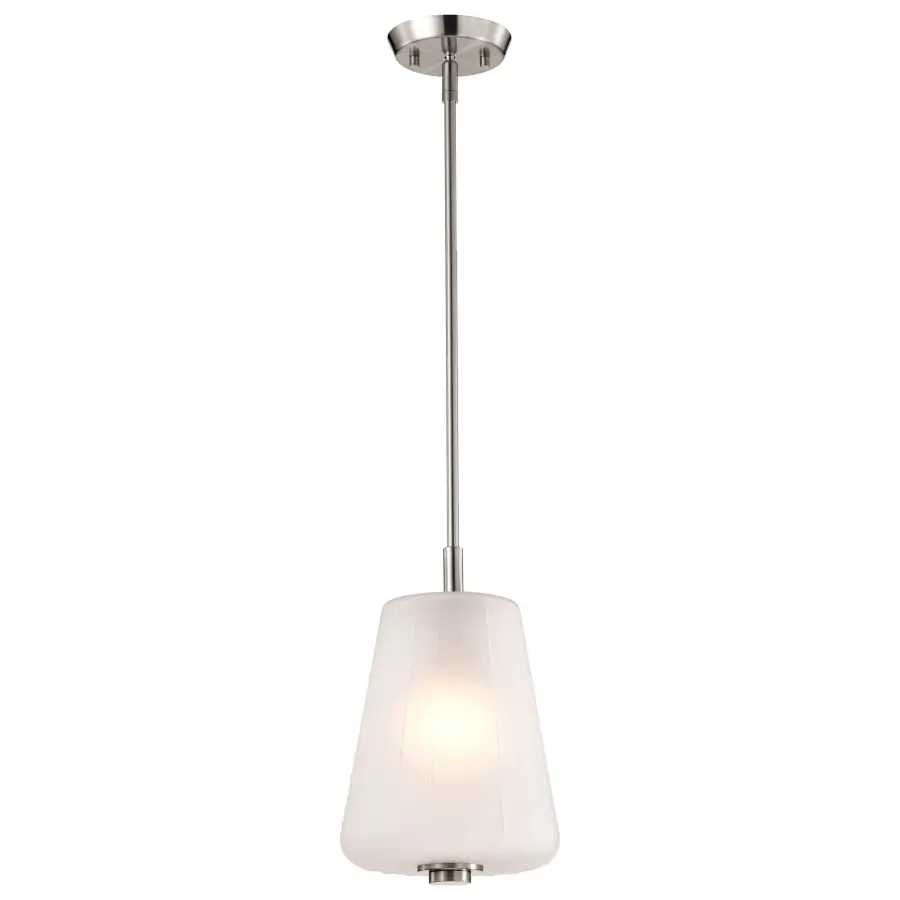 Lune Mini Pendant - Brushed Nickel with Etched White Glass - Image 4