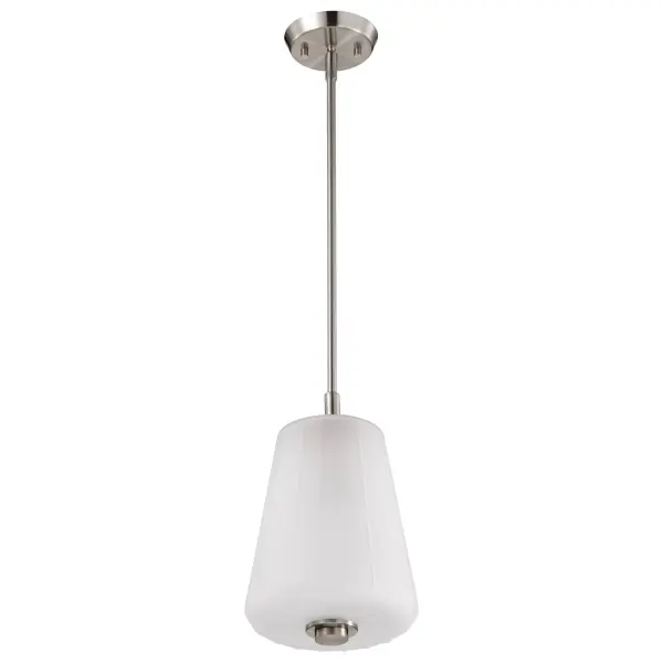 Lune Mini Pendant - Brushed Nickel with Etched White Glass - Image 5