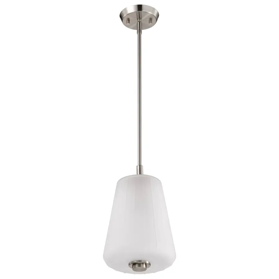 Lune Mini Pendant - Brushed Nickel with Etched White Glass - Image 5
