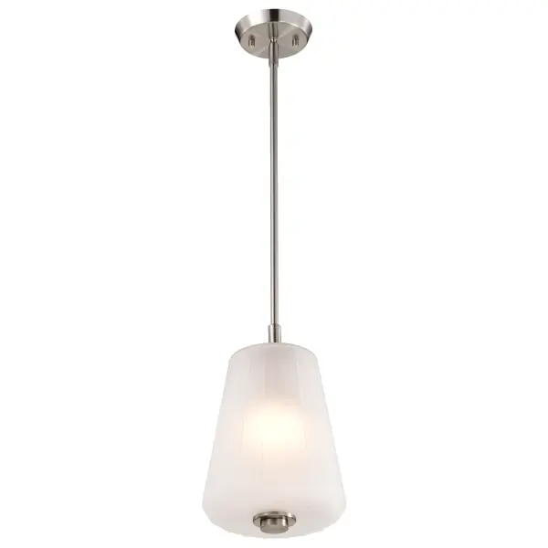 Lune Mini Pendant - Brushed Nickel with Etched White Glass - Image 6