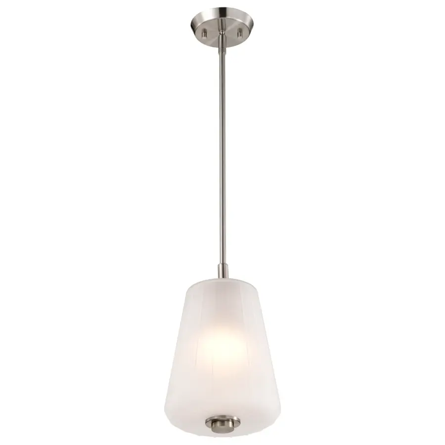 Lune Mini Pendant - Brushed Nickel with Etched White Glass - Image 6