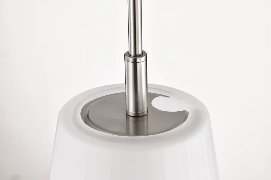 Lune Mini Pendant - Brushed Nickel with Etched White Glass - Image 10