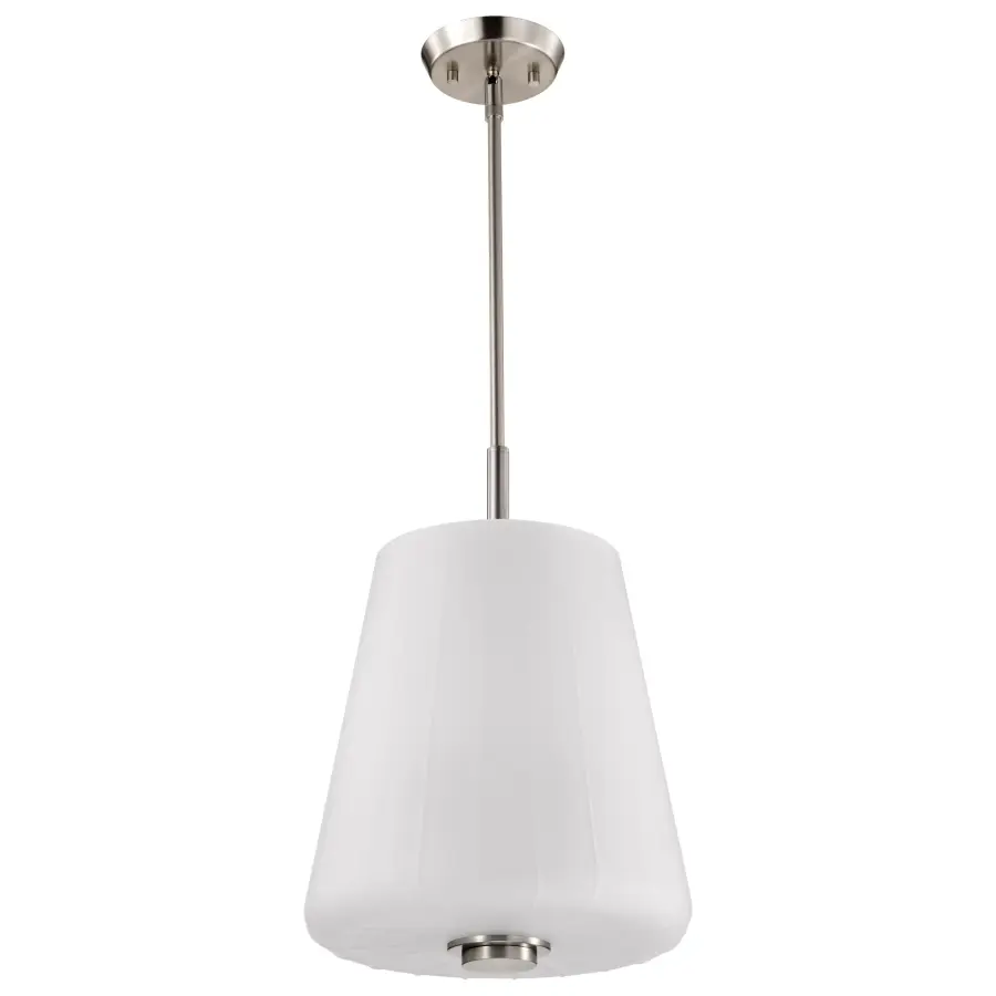 Lune 3-Light Pendant in Brushed Nickel with Etched White Glass - Image 1