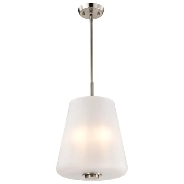 Lune 3-Light Pendant in Brushed Nickel with Etched White Glass - Image 2