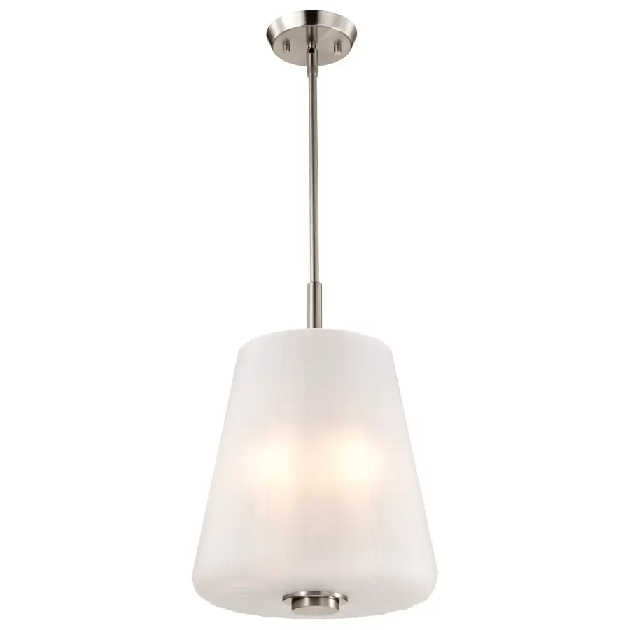 Lune 3-Light Pendant in Brushed Nickel with Etched White Glass - Image 2