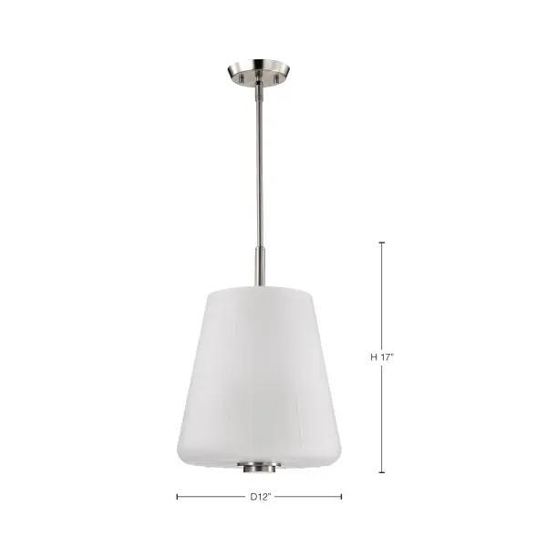 Lune 3-Light Pendant in Brushed Nickel with Etched White Glass - Image 11