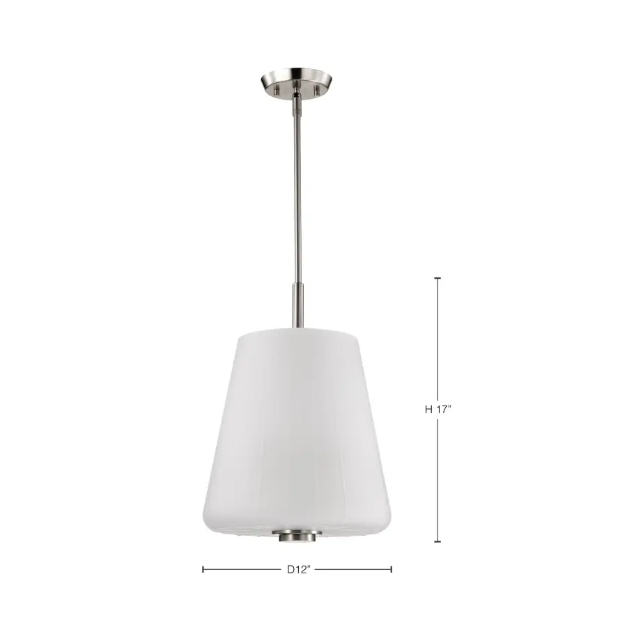 Lune 3-Light Pendant in Brushed Nickel with Etched White Glass - Image 11
