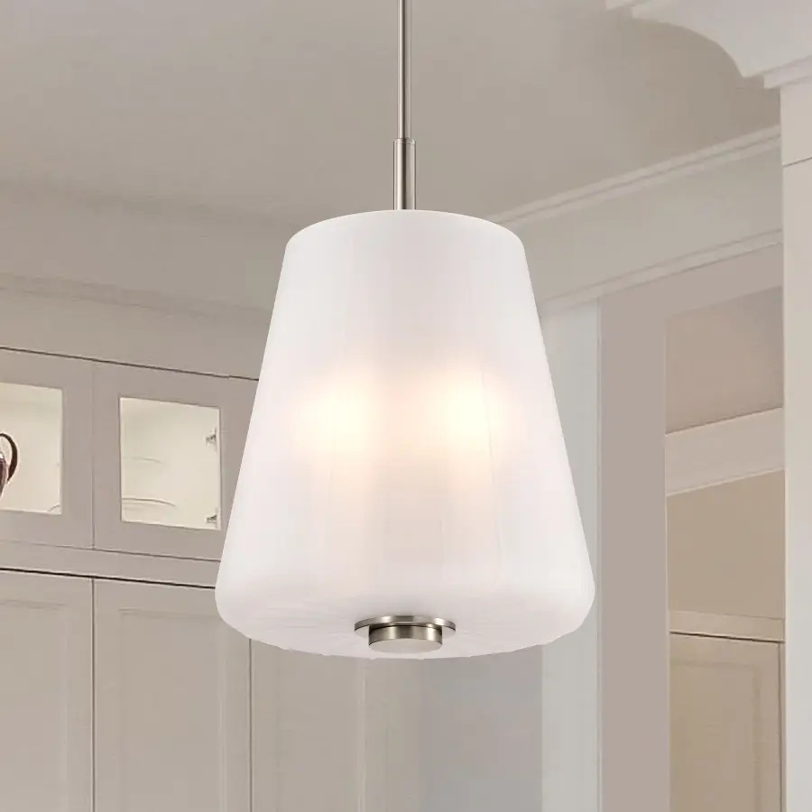 Lune 3-Light Pendant in Brushed Nickel with Etched White Glass - Image 13