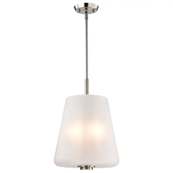 Lune 3-Light Pendant in Brushed Nickel with Etched White Glass - Image 4