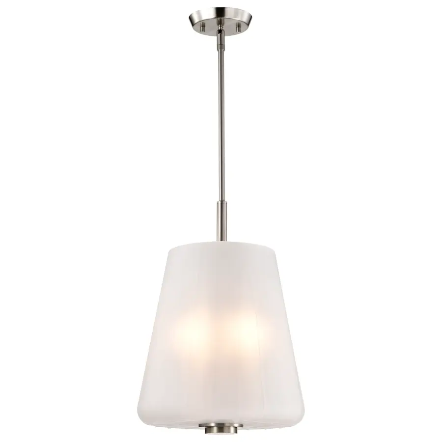 Lune 3-Light Pendant in Brushed Nickel with Etched White Glass - Image 4