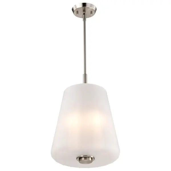 Lune 3-Light Pendant in Brushed Nickel with Etched White Glass - Image 6
