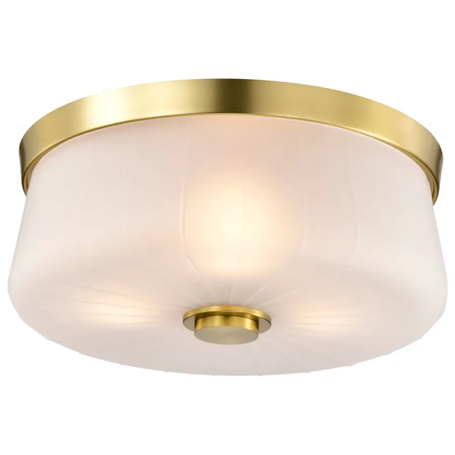 Lune 3-Light Flush Mount in Vintage Brass with Etched White Glass - Image 2