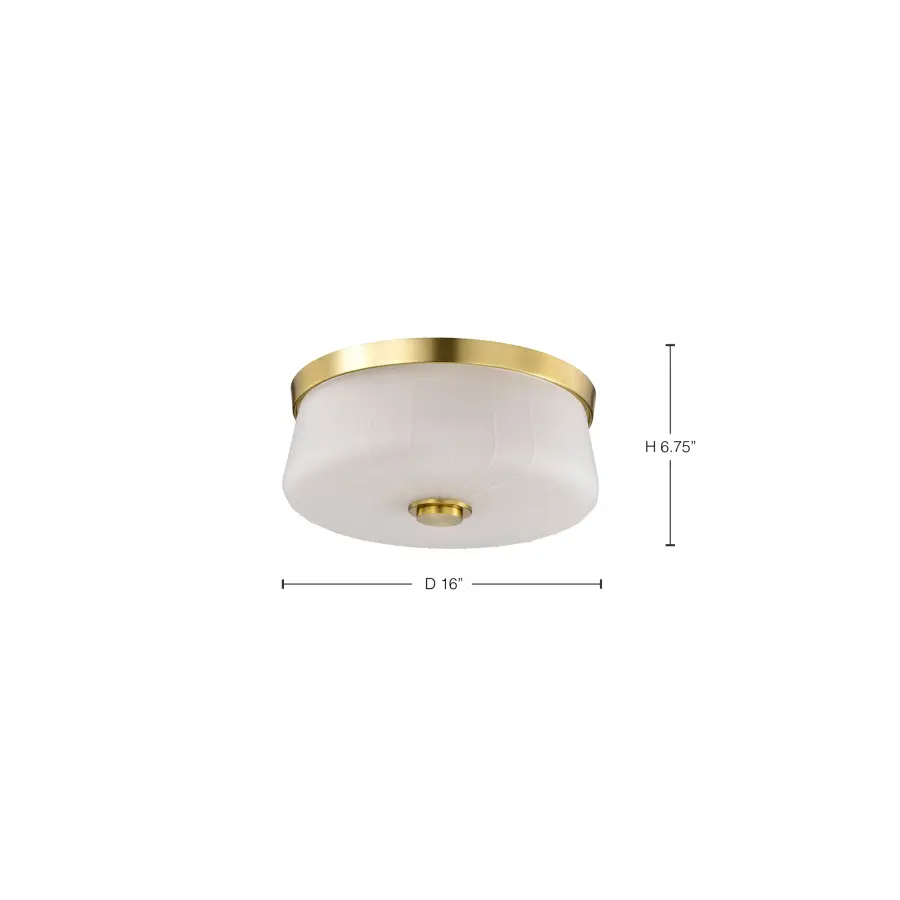Lune 3-Light Flush Mount in Vintage Brass with Etched White Glass - Image 12