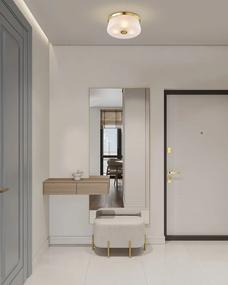 Lune 3-Light Flush Mount in Vintage Brass with Etched White Glass - Image 13