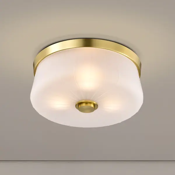 Lune 3-Light Flush Mount in Vintage Brass with Etched White Glass - Image 14