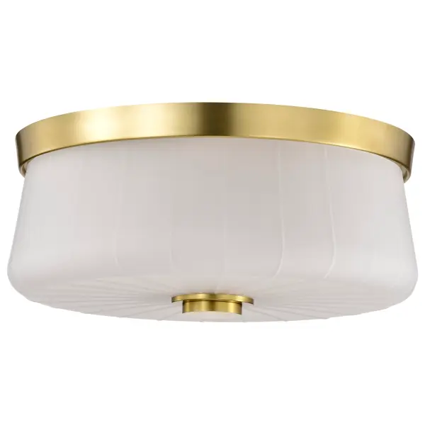 Lune 3-Light Flush Mount in Vintage Brass with Etched White Glass - Image 3