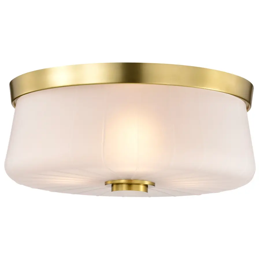 Lune 3-Light Flush Mount in Vintage Brass with Etched White Glass - Image 4