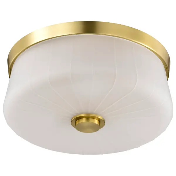 Lune 3-Light Flush Mount in Vintage Brass with Etched White Glass - Image 5